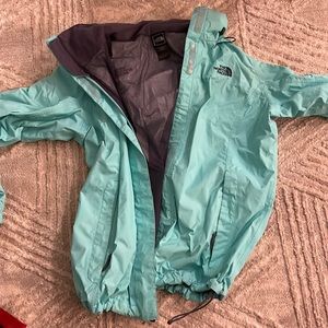 Women’s Large Teal North Face shell rain jacket
